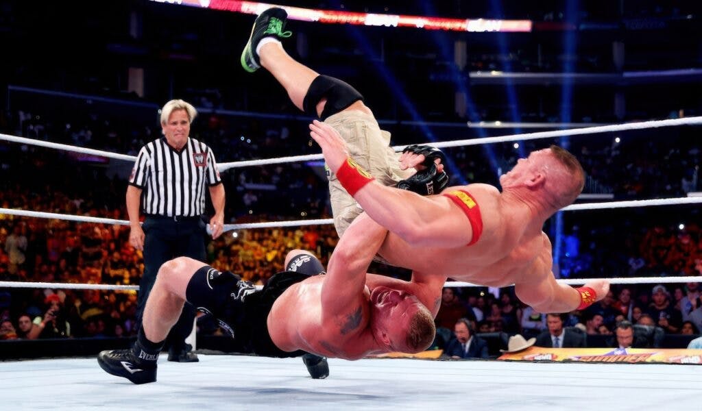 Lesnar Suplexes Cena