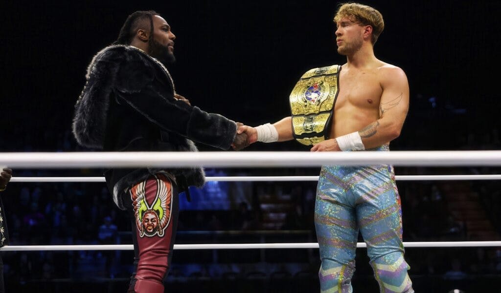 Will Ospreay shakes Swerve Strickland's hand